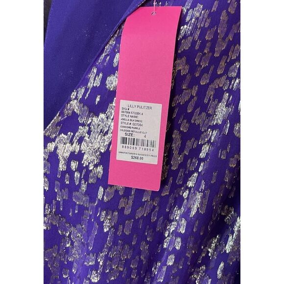 Lilly Pulitzer NWT Cleme Silk Dress Purple Berry Chiffon $268 Size 4 - Picture 4 of 5